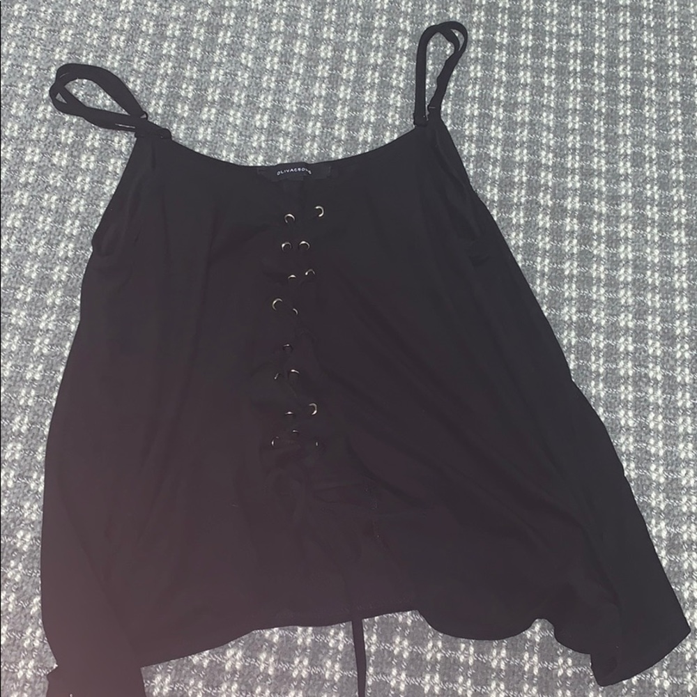 Oliviaceous lace up suede tank top